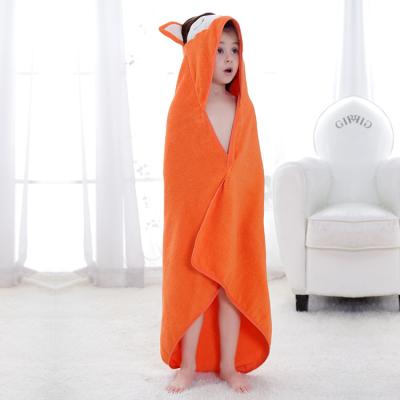 China MICHLEY Sustainable Fox Homedress Boys Orange Bathrobe Kids Cotton Towels for sale