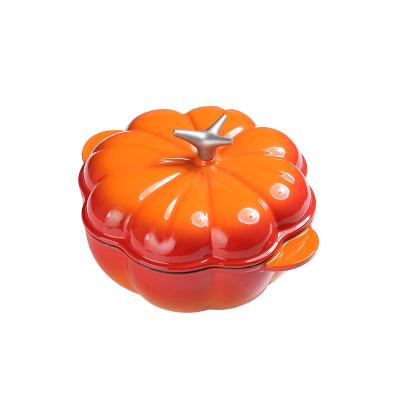 China Sustainable Cast Iron Mini Casserole Enamel Pot Pumpkin Soup Pot Mini Casserole With Real Plant for sale