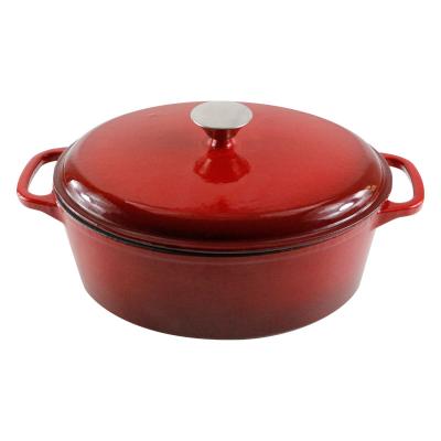 China Real Factory Cast Iron Enamel Sustainable Oval Kitchen Cookware Large Dutch Oven Cast Iron Casserole for sale