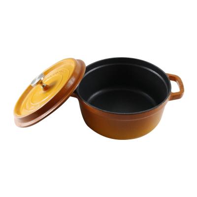 China Real Plant Sustainable Non Stick Food Warmer Enamel Coated Cast Iron Casserole Pots Sets for sale