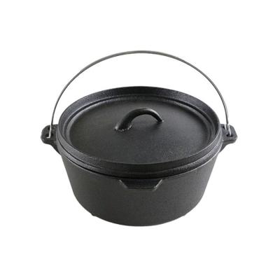 China Wholesale Pre-Seasoned Camping Viable Cast Iron Dutch Oven Pot Including Lid Pusher for sale