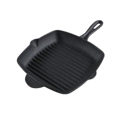 China Factory Price Sustainable Cast Iron Presaesoned Steak Grill Pan Pan Pan With Oil Mouth for sale