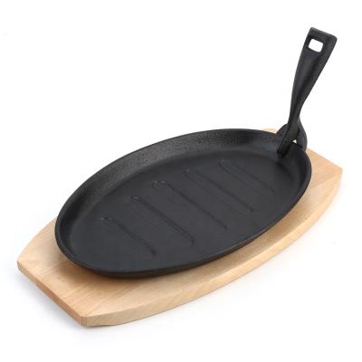 China Sustainable Cast Iron Steak Pan Pre-Seasoned Cast Iron Sizzling Steak Plate for sale