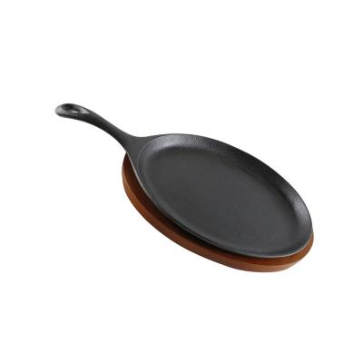 China Sustainable Cast Iron Fajita Skillet Steak Sizzling Steak Pan With Fold Pan for sale