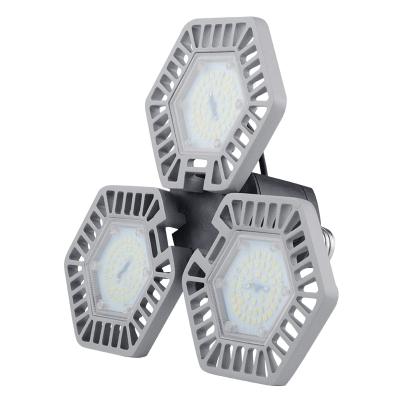 China New 3 Panel Adjustable Ceiling Light 60w Outdoor Mounted Aluminum Triple Deformable Led Garage Light for sale