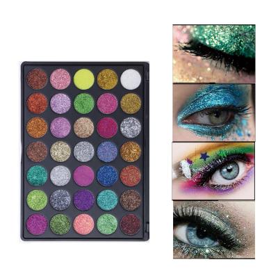 China Free Sample ODM Sombra Paleta De Sombra De Ojos OEM Glitter Custom Vegan Waterproof Highlight Makeup Sombras 35 Colors Eyeshadow Palette for sale