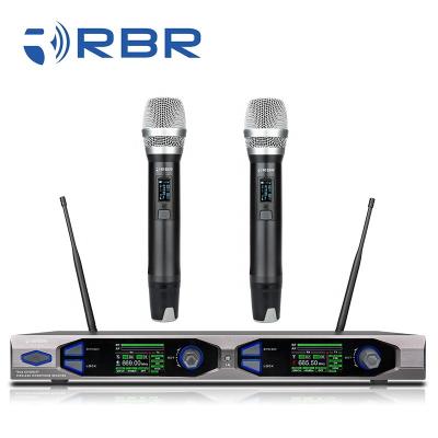 China With 9V DC output true diversity bm88 professional long range UHF karaoke wireless microphone MIC PLL system for stage for sale