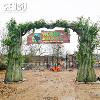 China Outdoor Playground Dinosaur Theme Park Exporter Fiberglass Dinosaur Gate for sale