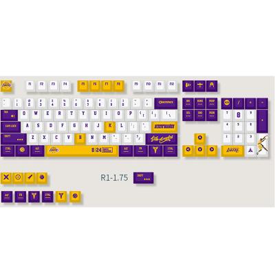 China NBA Lakers Theme Dye Sublimation PBT Keycaps PBT Switch For Machanical Keyboard 115keys for sale