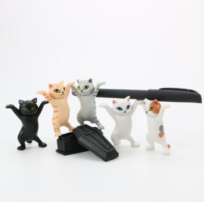 China Dancing Cat Earphone Stand Cartoon Cats Dancing Paws Display Up Pen Stand for sale