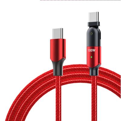 China 180 New 5A pd100W Dual Type-C Rotating Head 180 Fast Charging Cable Rotating Main Cable For Samsung Huawei Charging Cable 180 Degree Rotating C to C for sale