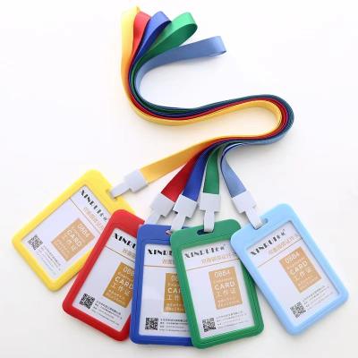 China Polyester or Customize Sublimation Satin Lanyard Card Holder with Pull Reel and Pull Buckle for sale