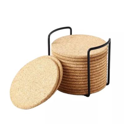 China Sustainable Natural Round Cork Coasters With Holder Flower Wooden Resin Cork Coasters for sale