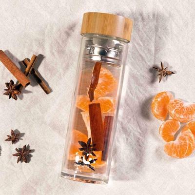 China Modern Customizable Glass Bottle Glass Bottles Fruit Tea / Coffee Drinking Mug With Infuser for sale