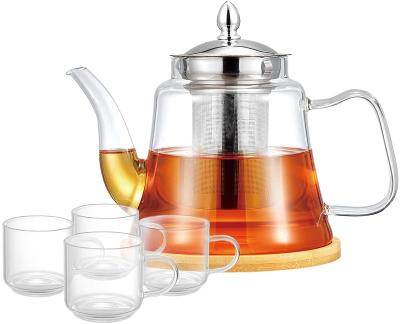 China Large viable wholesale heat resistant glass teapot with glass strainer for sale