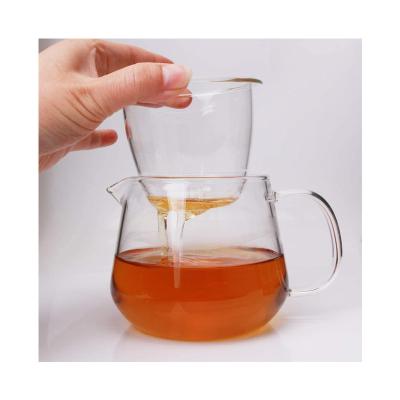 China Viable Kitchenware Wholesale Portable Handmade Heat Resistant Transparent Glass Teapot With Glass Infuser for sale