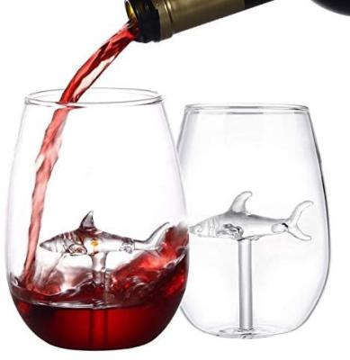 China Viable Shark Shaped Wine Glass Glass Round Bottom Home Restaurant Large Capacity Glass Thick Bottom Cup for sale