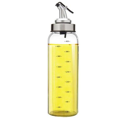 China Stocked Round 500ml Olive Oil Bottle Vinegar Sauce Glass Bottle For Oiler Condiment Serving Condiment Packaging for sale