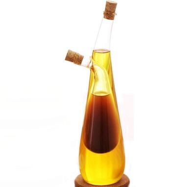 China Stocked 2 In 1 Small Glass Borosilicate Oil Vinegar Dispenser Bottle With Cork for sale