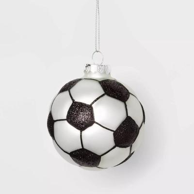 China Wholesale Christmas Tree Decoration Christmas Ornaments Hanging Soccer Christmas Glass Ball for sale