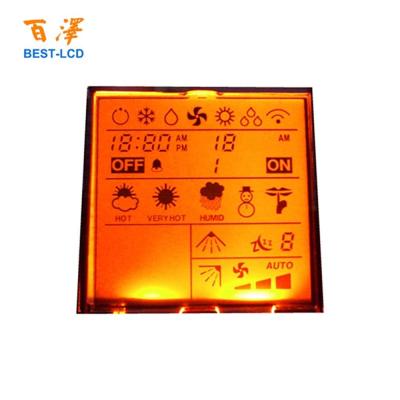 China Custom Segment 3.0V Transmissive TN LCD Display With/Without Orange LED Backlight For 44.0/40.0*39.4/1.1mm Remote Control for sale