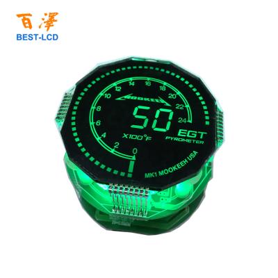 China PMVA Customized Round Shape Graphic LCD Display Watch With Green/Blue/White/Red LED Backlight For Automobile/Motorcycles 46.8*46.0*2.8mm for sale