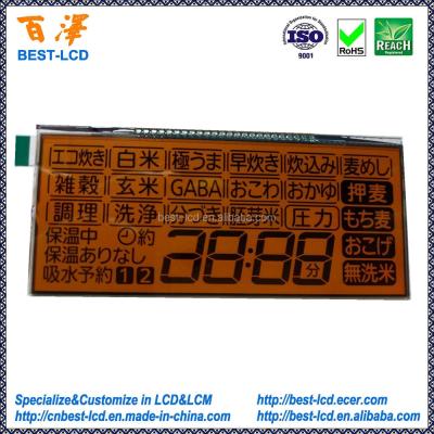 China Customized Electric Cooker Segment TN LCD Display Segment Orange Positive LCD For Electric Cooker for sale