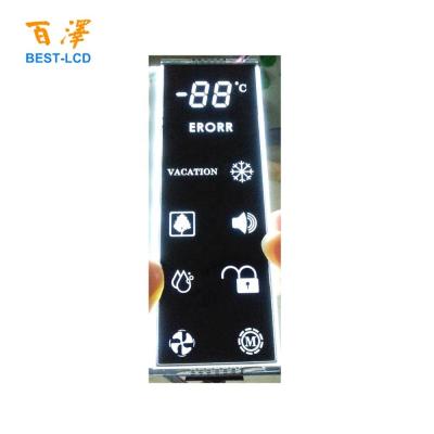 China Home Appliances/Fridge/Freezer Custom PMVA 7 Segment Monochromatic LCD Display with White LED Backlight for Home Appliances/Fridge/Freezer for sale