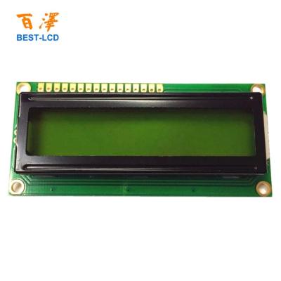 China Standard Yellowish Green 16x2 STN Positive Character LCD Module With Yellowish Green LED Backlight 80.0*36.0*11.8mm for sale