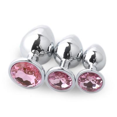 China 3 Sizes Anal Plug Safe/Jewel Set Metal For Women Man Sex Game Anus Stimulator Butt Plug Crystal Sex Toys for sale