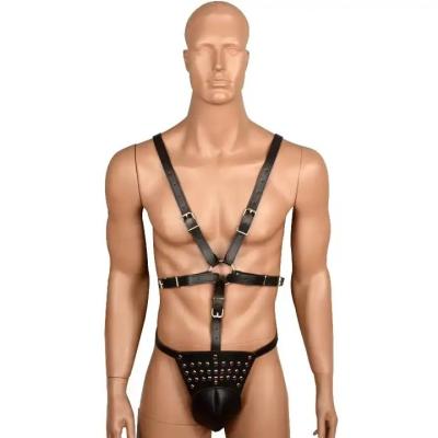 China Reinforce Wearable Harness Bondage Bondage Chastity Pants Adult Sex Products Male Bondage Sexual Pleasure Belt Sexy Leather Men for sale