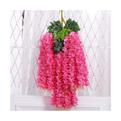 China Wedding decoration Wholesale Wisteria Hanging Flowers Silk Wisteria Flower Artificial Home Wedding Top Seller White Wisteria Flowers for sale