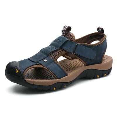 China Cushioning Leather Sandals Mens Leather Mid-Century Slip Bagote Dad Sole Beach Top Non Whip Large Size Mens Sandals for sale