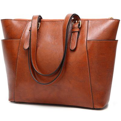 China Fashion Leisure Large Capacity Color Pure PU Leather Women's Retro Handbag for sale