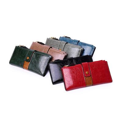 China Portable Fashion Large Capacity Double Zippers Hot Selling Ladies Pinch Long Card Wallets Men for sale