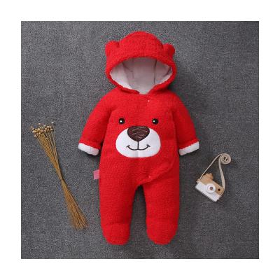 China Flano+Cotton 2022 Autumn And Winter Baby Clothes Thickened Baby Overalls Feet Wrapping Warm Newborn Romper for sale