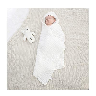 China Anti-Pull Six-Layer Gauze Hooded Cloak Newborn Cotton Wraps Baby Solid Color Blanket Children's Bath Towel for sale