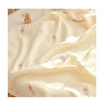 China Hot Selling 6 Layer Baby Blanket Anti-Pulling Soft And Breathable Wrap Embroidery Newborn Infant Baby Blanket for sale