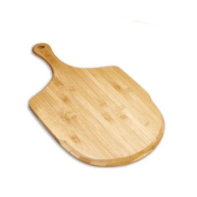 China Wholesale Wooden Perforated Shovel Long Handle Pizza Skin Pizza Cutting Board Viable Board Around Bamboo Pizza Skin for sale