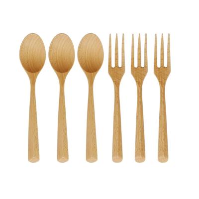 China Viable Wholesale Natural Wooden Edible Dish Fork and Wooden Spoon Set for sale