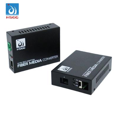 China FTTX Network Solution HSGQ 100M Media Converter 1310nm / 1550nm 1 Port RJ45 Ethernet To Fiber Optic Converter for sale