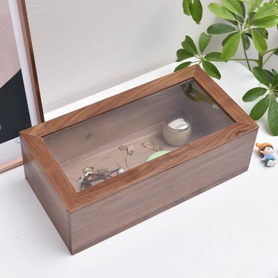 China Disposable Jewelry Storage Wooden Box Pull Glass Cover Display Storage Box Wooden Display Storage Box for sale