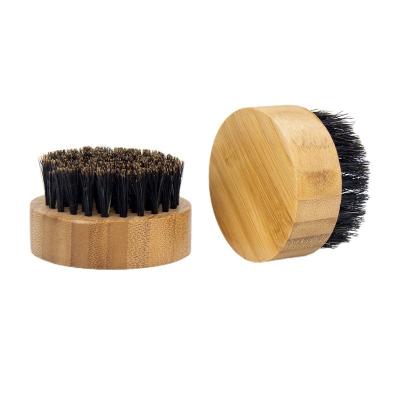 China DEEP CLEANING can be customized small mini pig beard brush sample LOGO wood bristle brush round care bamboo brush for sale