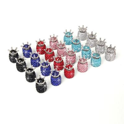 China Custom Crown Zinc Alloy Chrome Car Stem Cover +soft ceramic+ABS+rhinestone Diamond Crown Handmade Creative Diamond Crystal Universal Gm Tire Valve 4 pack valve cover for sale