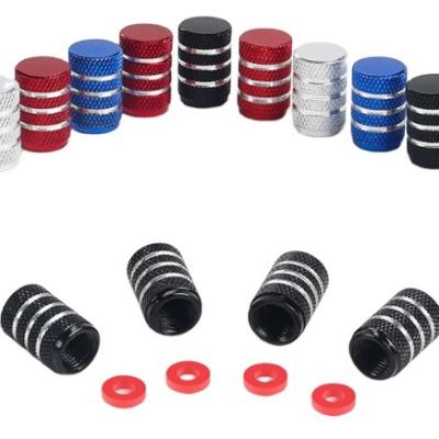 China Hot Sale Aluminum Custom Color Aluminum Car Truck Bicycle Tire Valve Covers With Chrome Stripes for sale