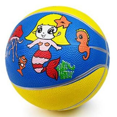 China Outdoor Activity Cardboard Printing Inflatable Basketball Kids Rank Colorful Balls 3# Rubber Basketball Cartoon Basketball for sale