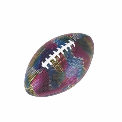 China Durable Holographic Reflective Glow Football Official Size 9 Leather Light Up Soccer Ball Gifts For Kids Adult Training And Outdoor Play for sale