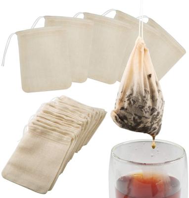 Chine Reusable Cotton Tea Filter Bags Unbleached cotton pouch Eco Friendly Tea Herb Brew Tasche Loose Leaf Tea Infuser à vendre