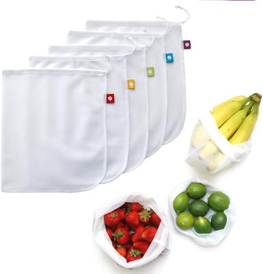 China drawstring polyester mesh bag for veggie fruit for sale