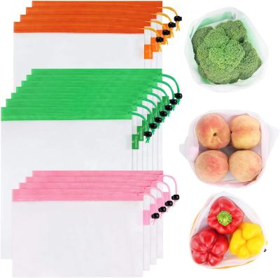 China Lightweight Washable and See Through Mesh Produce Bags with Drawstring for sale